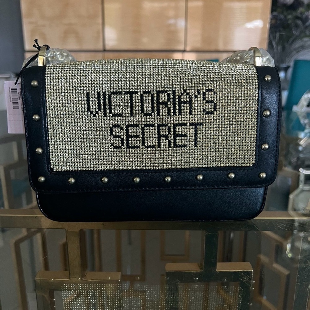 Victoria's Secret Black and Gold Studded Clutch